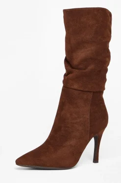 Quiz Brown Faux Suede Heeled Boots