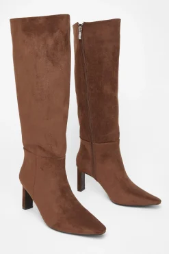 Quiz Brown Faux Suede Heeled Boots Best