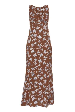 Quiz Brown Floral Midaxi Dress Clearance