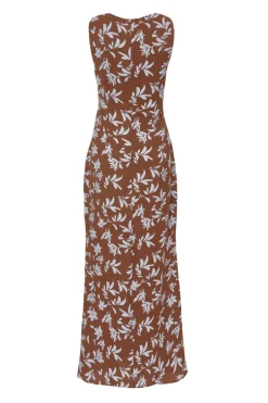 Quiz Brown Floral Midaxi Dress Clearance