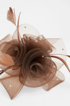 Quiz Flower Headband Fascinator Brown Best