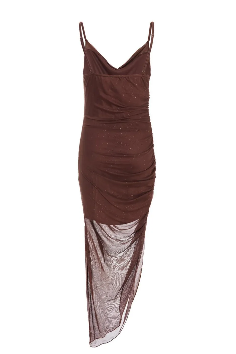 Quiz Brown Glitter Mesh Midaxi Dress Outlet