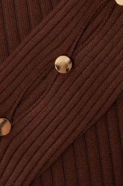 Quiz Brown Knit Crossover Cropped Jumper New