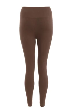 Quiz Knit Ribbed Leggings Brown New