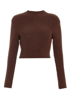 Quiz Knit Turtle Neck Jumper Brown Discount