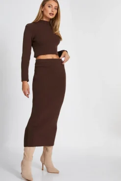 Quiz Knit Turtle Neck Jumper Brown Discount