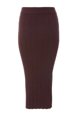 Quiz Brown Knitted Button Detail Skirt Clearance