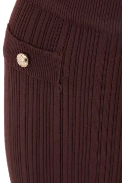 Quiz Brown Knitted Button Detail Skirt Clearance