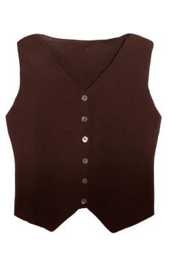 Quiz Brown Knitted Waistcoat Best