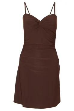 Quiz Knot Front Mini Dress Brown New