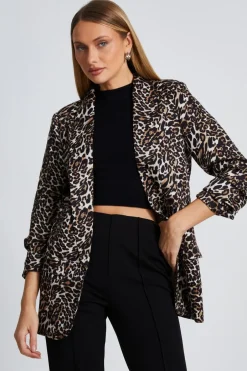 Quiz Brown Leopard Print Blazer Hot