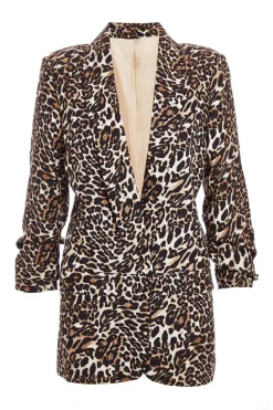 Quiz Brown Leopard Print Blazer Hot