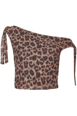 Quiz Brown Leopard Print Crop Top New
