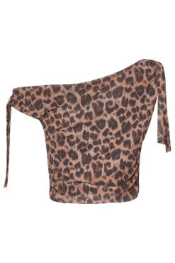 Quiz Brown Leopard Print Crop Top New