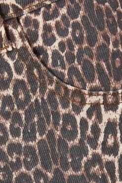 Quiz Brown Leopard Print Denim Shorts