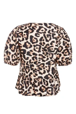 Quiz Brown Leopard Print Tie Top Best