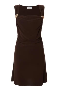 Quiz Brown Mesh Cowl Neck Mini Dress Online