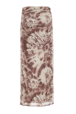 Quiz Brown Mesh Marble Print Midaxi Skirt Hot