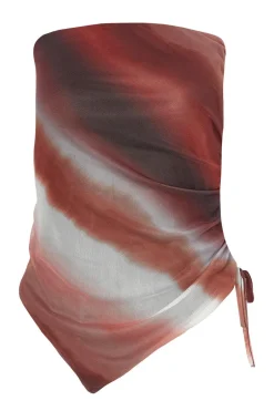 Quiz Brown Mesh Ombre Crop Top Outlet