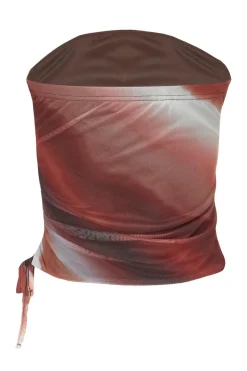 Quiz Brown Mesh Ombre Crop Top Outlet