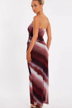 Quiz Brown Mesh Ombre Maxi Skirt Hot