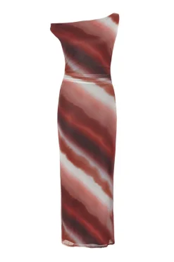Quiz Brown Mesh Ombre Midaxi Dress Online