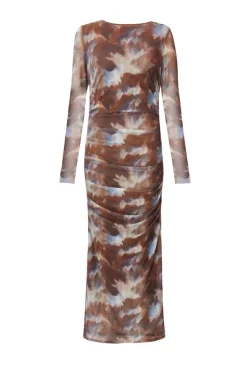 Quiz Brown Mesh Printed Midaxi Dress Best