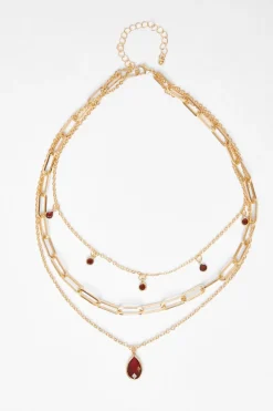 Quiz Brown Multi Stone Layered Necklace