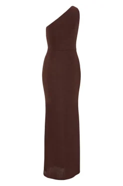 Quiz Brown One Shoulder Maxi Dress Sale