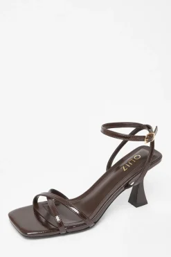 Quiz Patent Flared Heels Brown Discount