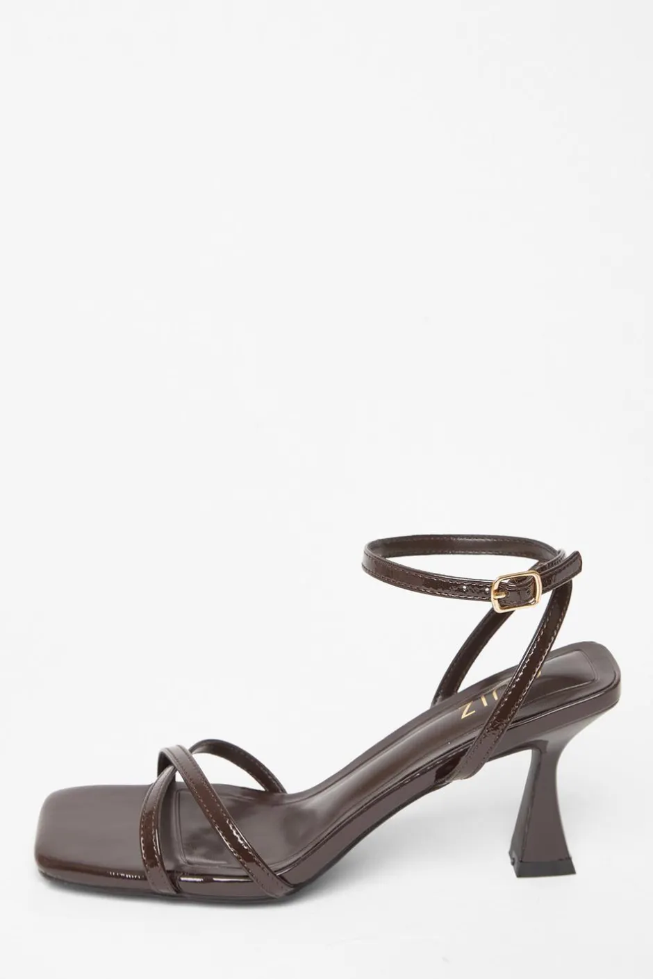Quiz Patent Flared Heels Brown Discount