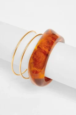 Quiz Brown Resin Bangle Set Sale