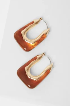 Quiz Brown Resin Hoop Earrings Clearance