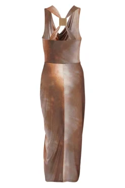 Quiz Brown Ruched Side Midi Dress Best