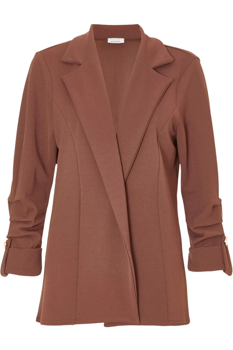 Quiz Ruched Sleeve Blazer Brown Clearance
