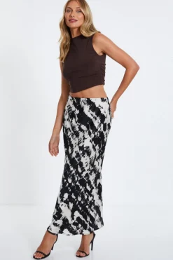 Quiz Ruched Sleeveless Crop Top Brown Online