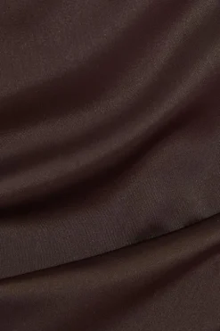 Quiz Satin Cowl Neck Midaxi Dress Brown Clearance