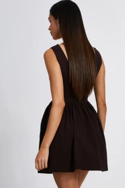 Quiz Brown Scoop Back Skater Dress