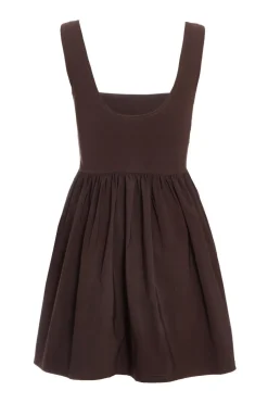 Quiz Brown Scoop Back Skater Dress