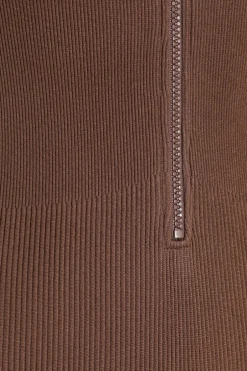 Quiz Brown Seamless Zip Jumpsuit Sale