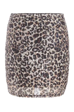 Quiz Brown Sequin Leopard Print Mini Skirt Discount