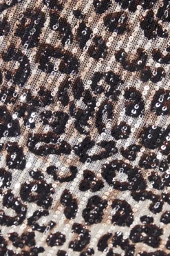 Quiz Brown Sequin Leopard Print Mini Skirt Discount
