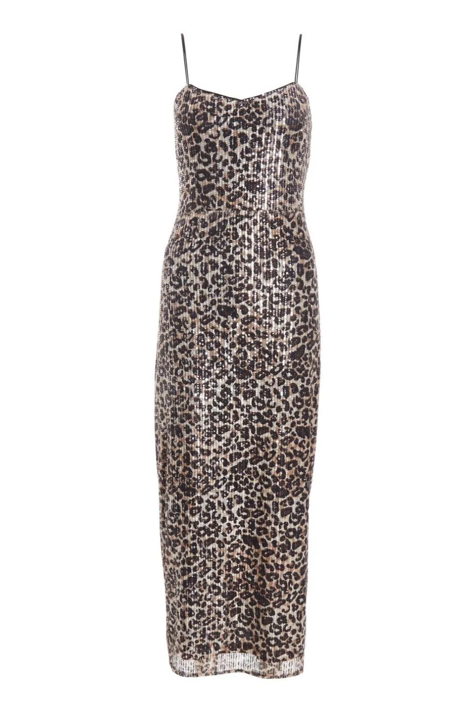 Quiz Brown Sequin Leopard Print Midaxi Dress New
