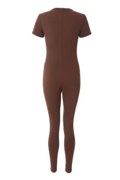 Quiz Brown Short Sleeve Unitard Best