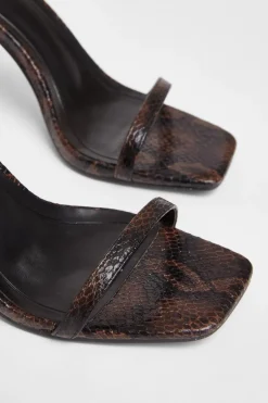 Quiz Snake Print Barely There Heels Brown Outlet