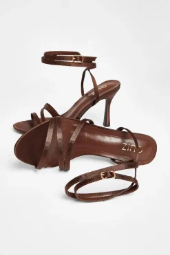 Quiz Brown Strappy Heels Clearance