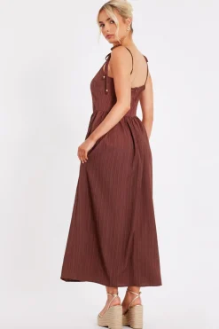 Quiz Brown Textured Midi Dress