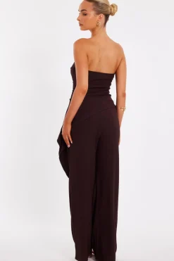 Quiz Brown Textured Palazzo Trousers Discount