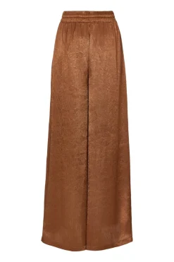 Quiz Brown Textured Satin Palazzo Trousers Hot