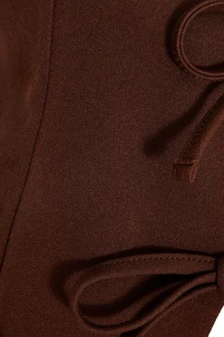 Quiz Brown Tie Up Sleeveless Waistcoat Best